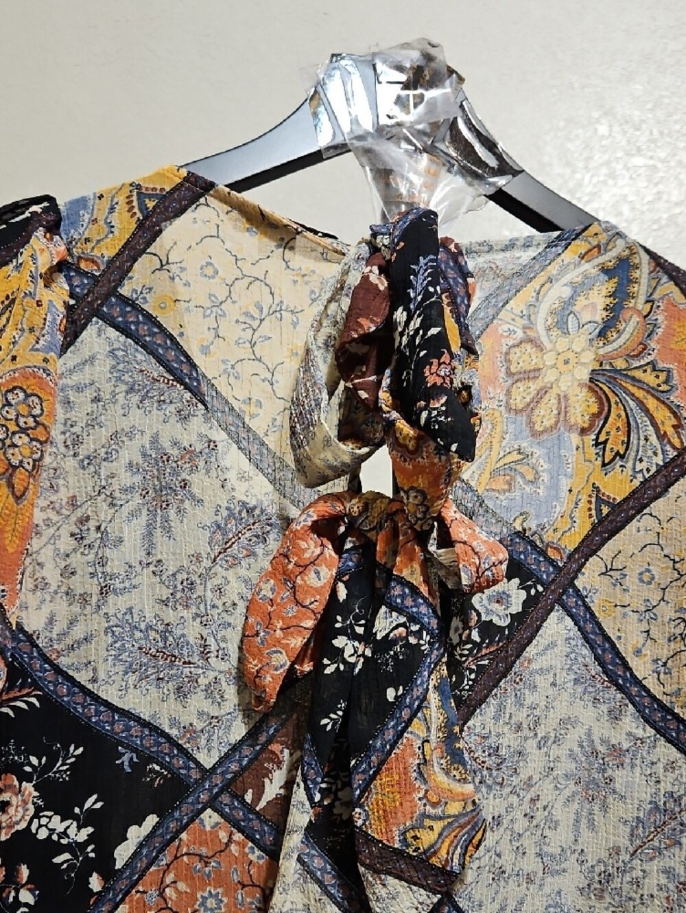 American Eagle Outfitters Multicolor Patchwork Floral Peasant Top - Picture 6 of 9